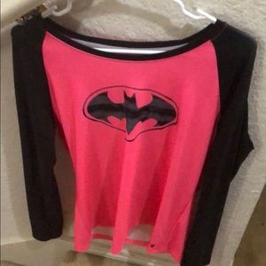 Hot pink/black Batman under armour shirt